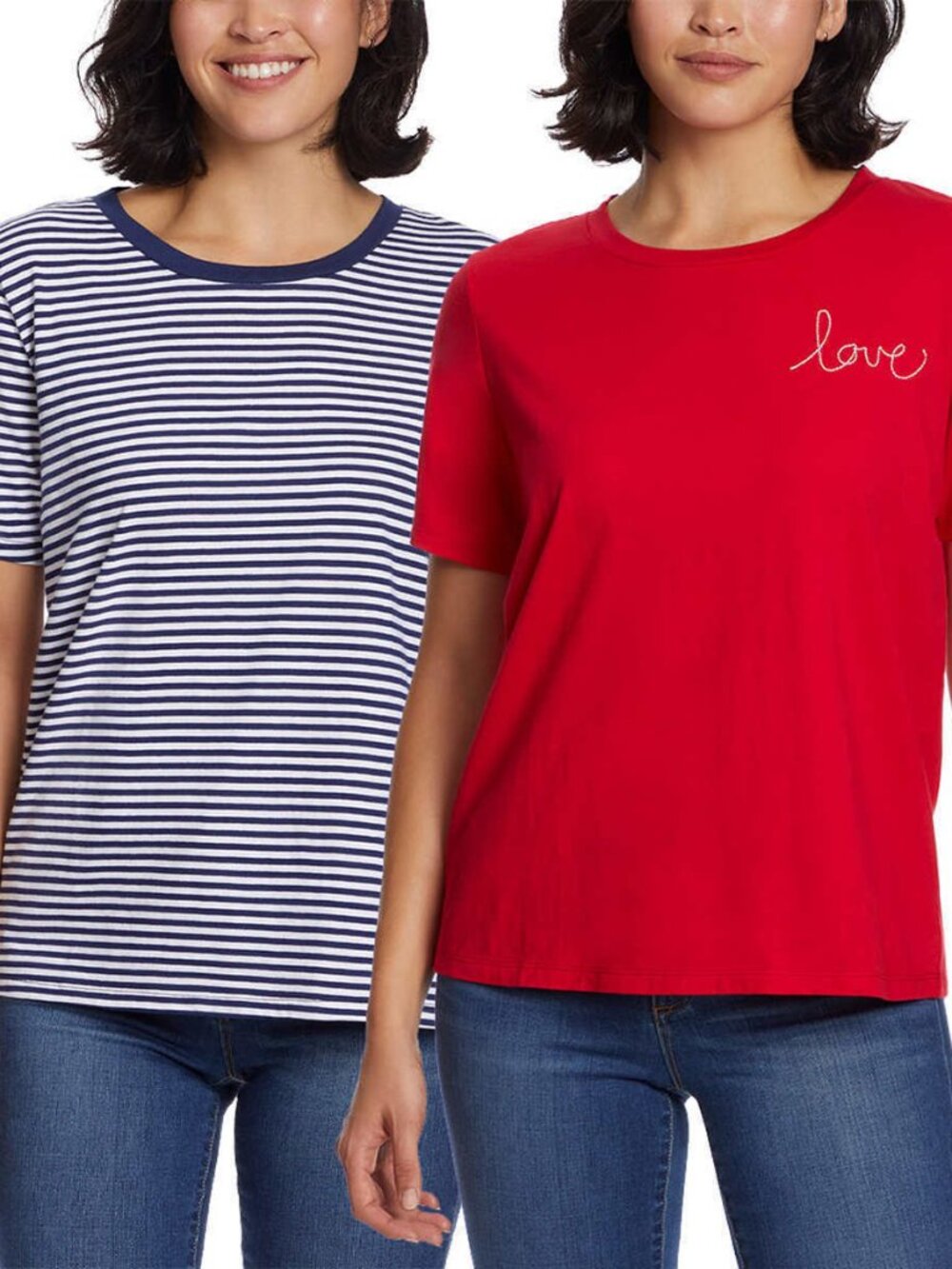 Ella Moss Womens Flattering Fit Ultra Soft Perfect Tee, 2-Pack